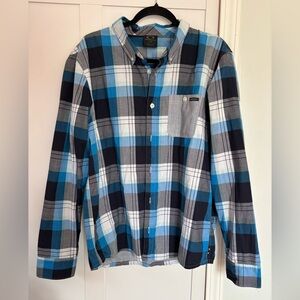 Oakley Men's Casual Blue and Black Plaid Shirt